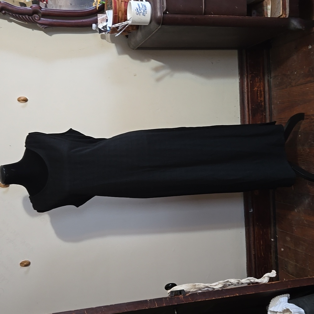 Sleeveless Tie Back Little Black Dress Size 14P Premier Side Slits